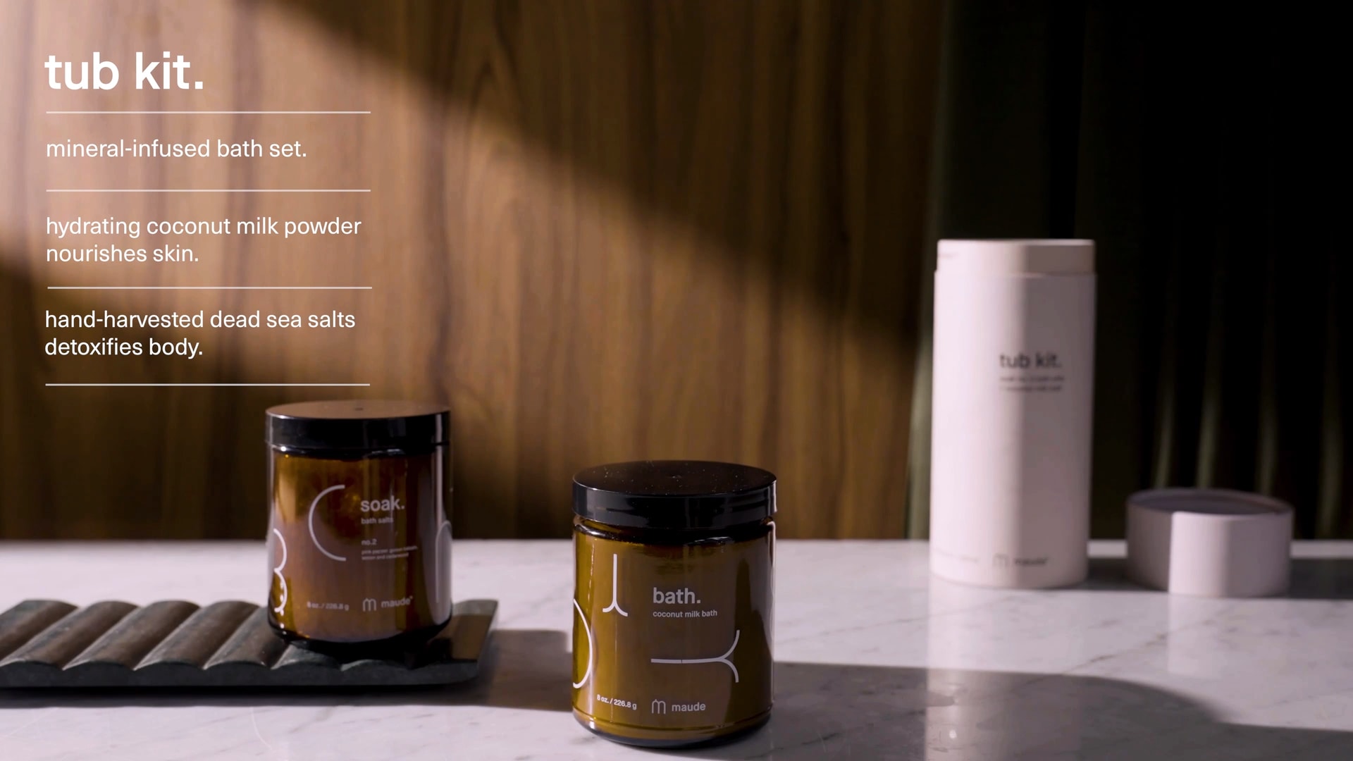 Tub Kit mineral bath salt soak and coconut milk bath set maude